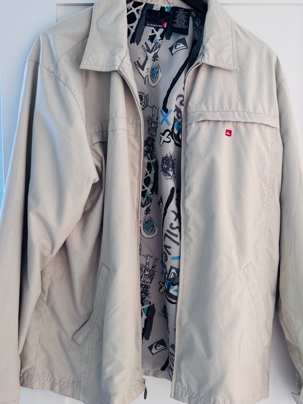 Quiksilver Men's Light Beige Zip-Front Jacket size Large